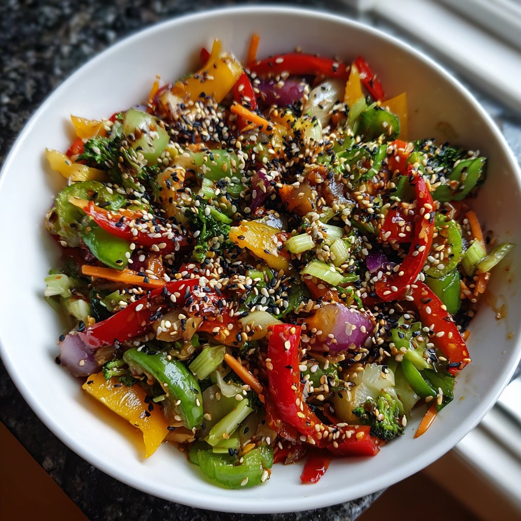 Asiatische Gemüsepfanne mit Sesam