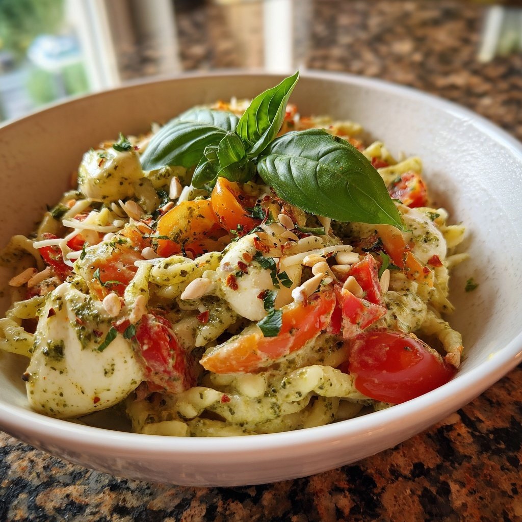 Nudelsalat Mit Pesto Und Mozzarella