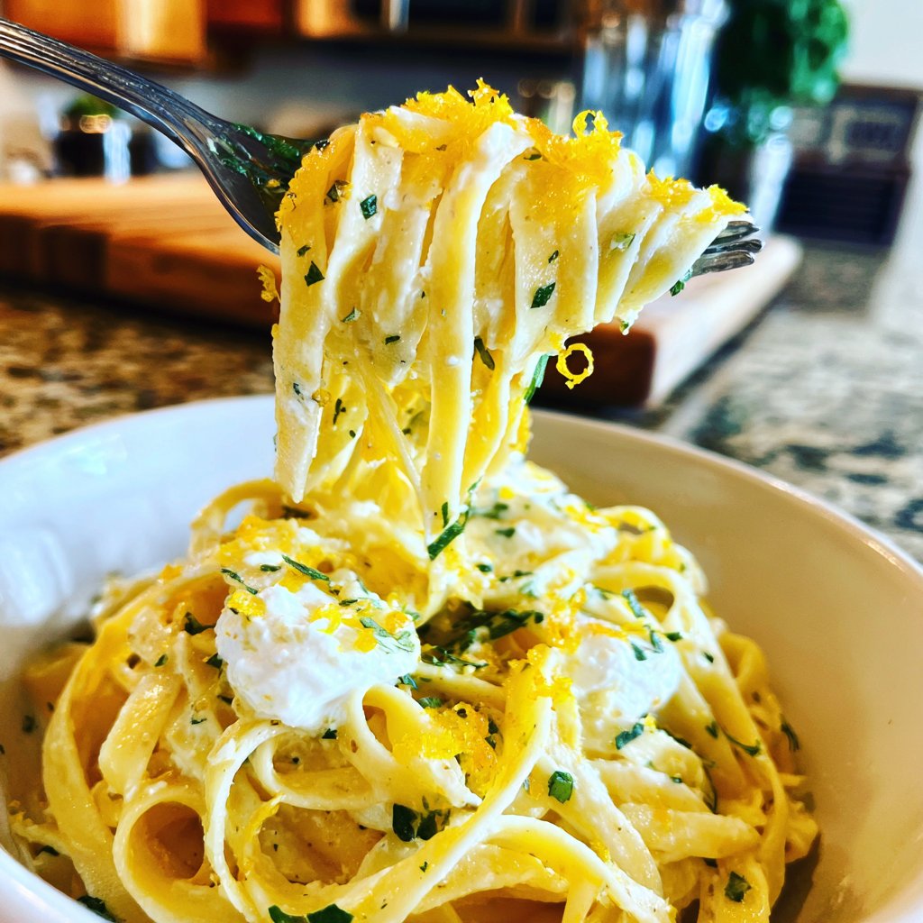 Tagliatelle mit Ricotta und Zitrone